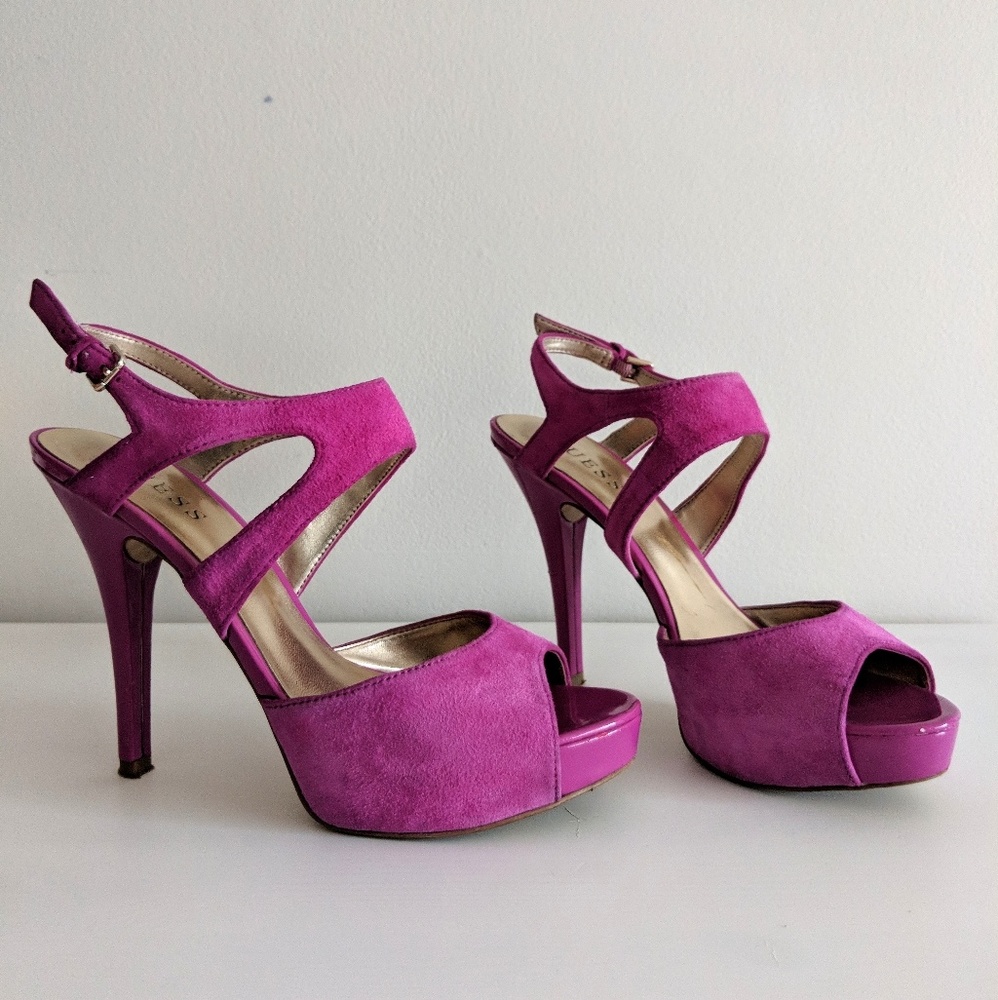 Guess Dark Pink Suede High Heels